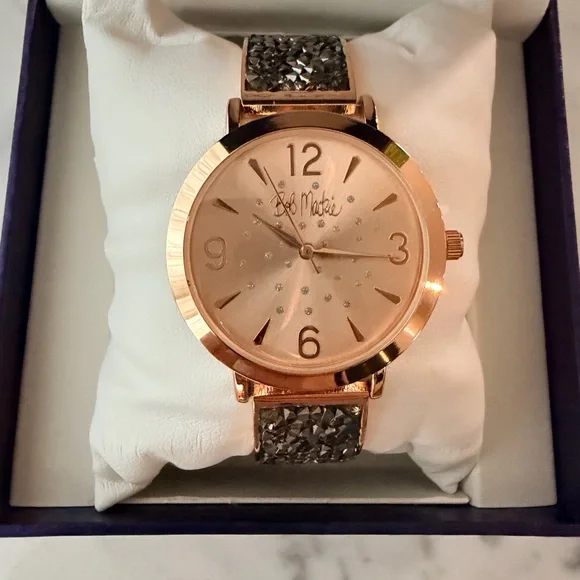 Bob Mackie Rose Gold and Black Women's Watch - Picture 1 of 6